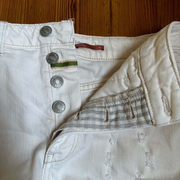 Pilcro cream button fly high rise distressed cuffed shorts SIZE 27 - Picture 2 of 6